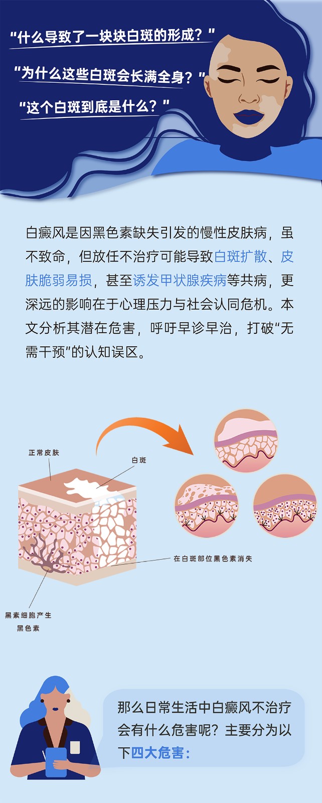 白癜风不治疗的危害